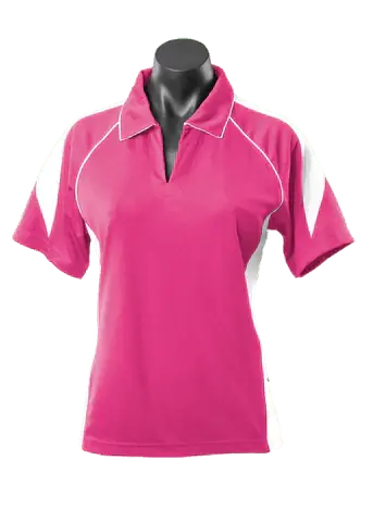 Aussie Pacific Premier Ladies Polo Shirt 2301 Casual Wear Aussie Pacific Hot Pink/White 8